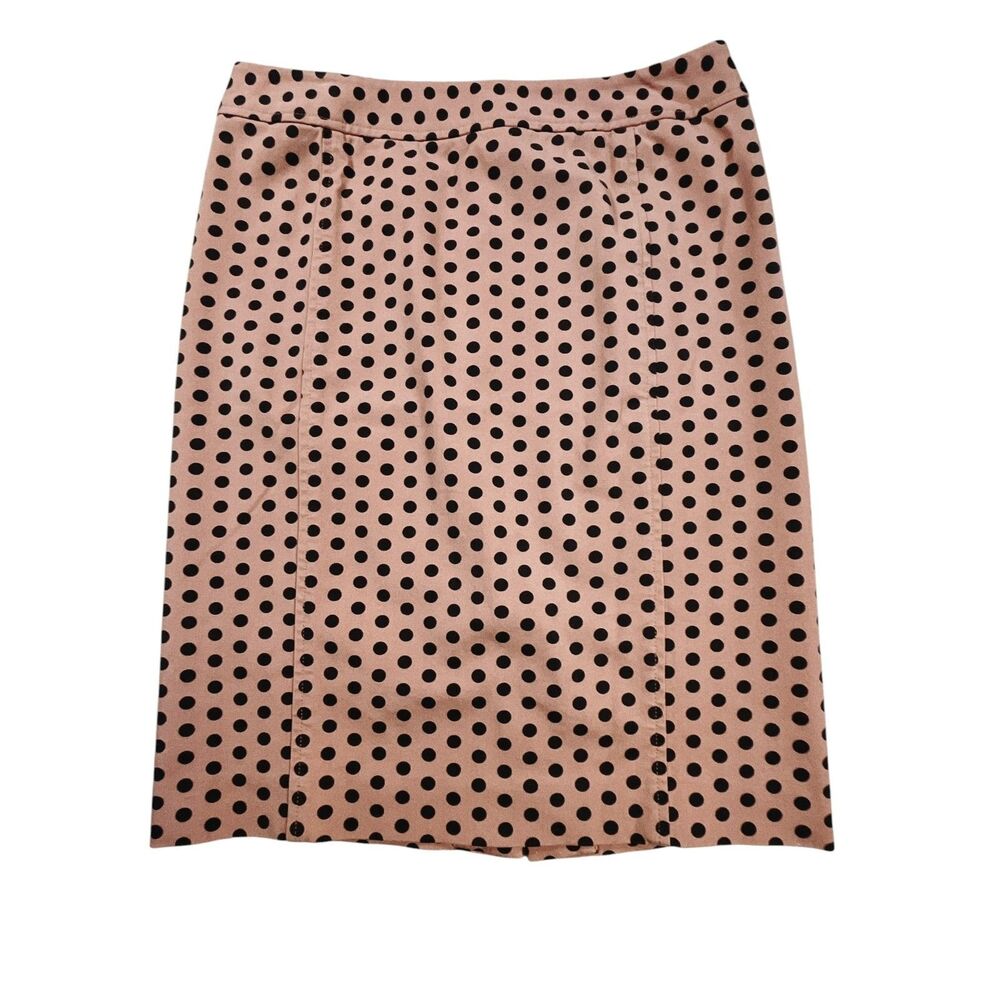Ann Taylor LOFT Women Polka Dot Skirt Sz 6 Pink Black Pleated A-Line Knee Length